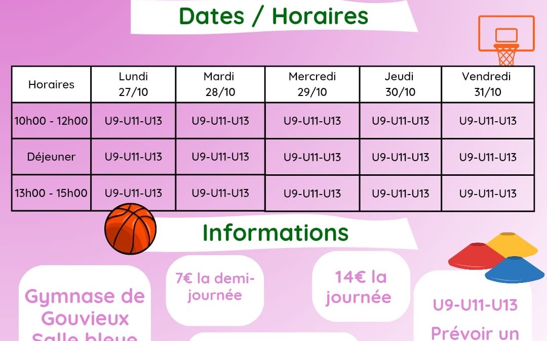 Stage de Toussaint pour les U9, U11, U13